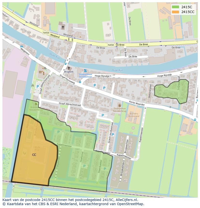 Afbeelding van het postcodegebied 2415 CC op de kaart.