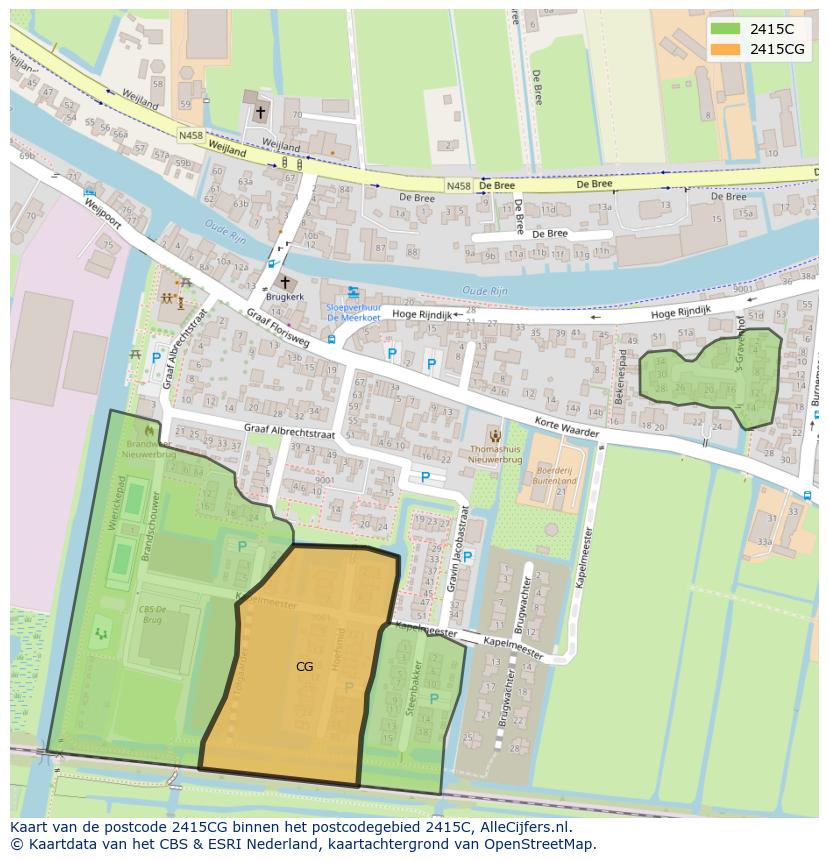 Afbeelding van het postcodegebied 2415 CG op de kaart.