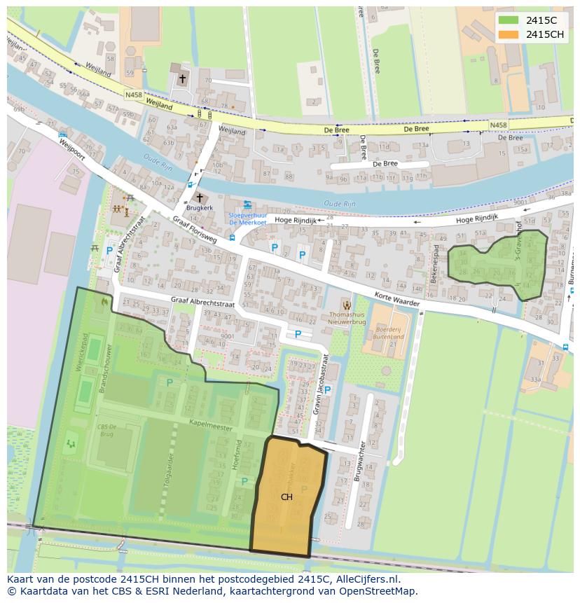 Afbeelding van het postcodegebied 2415 CH op de kaart.