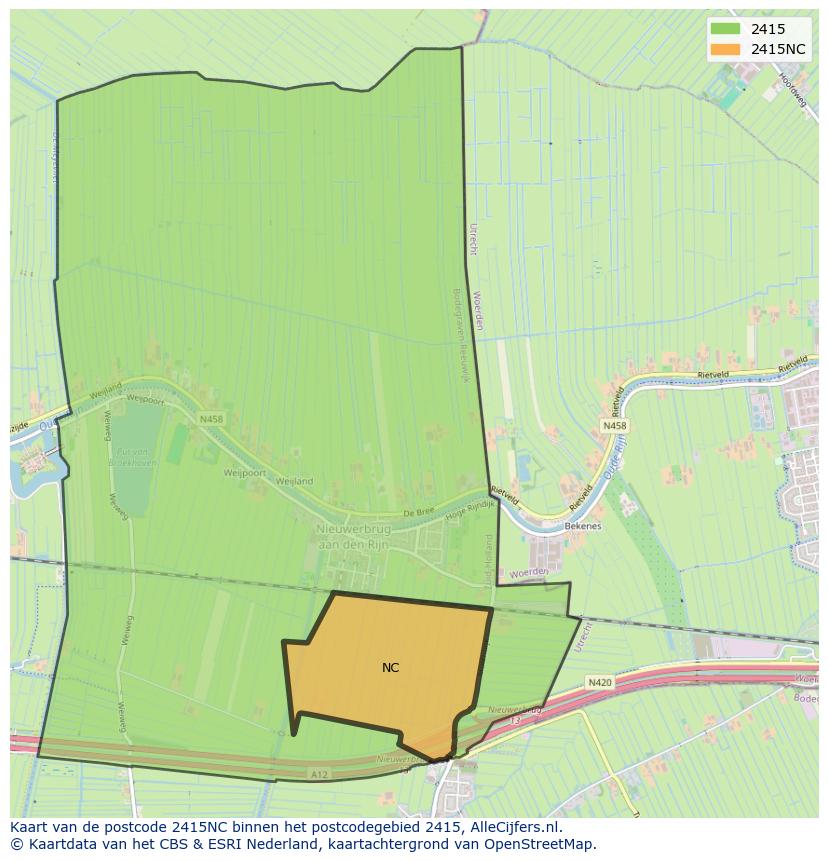 Afbeelding van het postcodegebied 2415 NC op de kaart.
