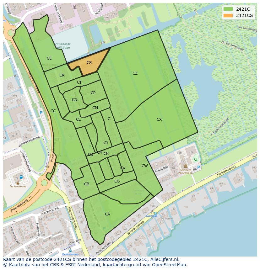 Afbeelding van het postcodegebied 2421 CS op de kaart.