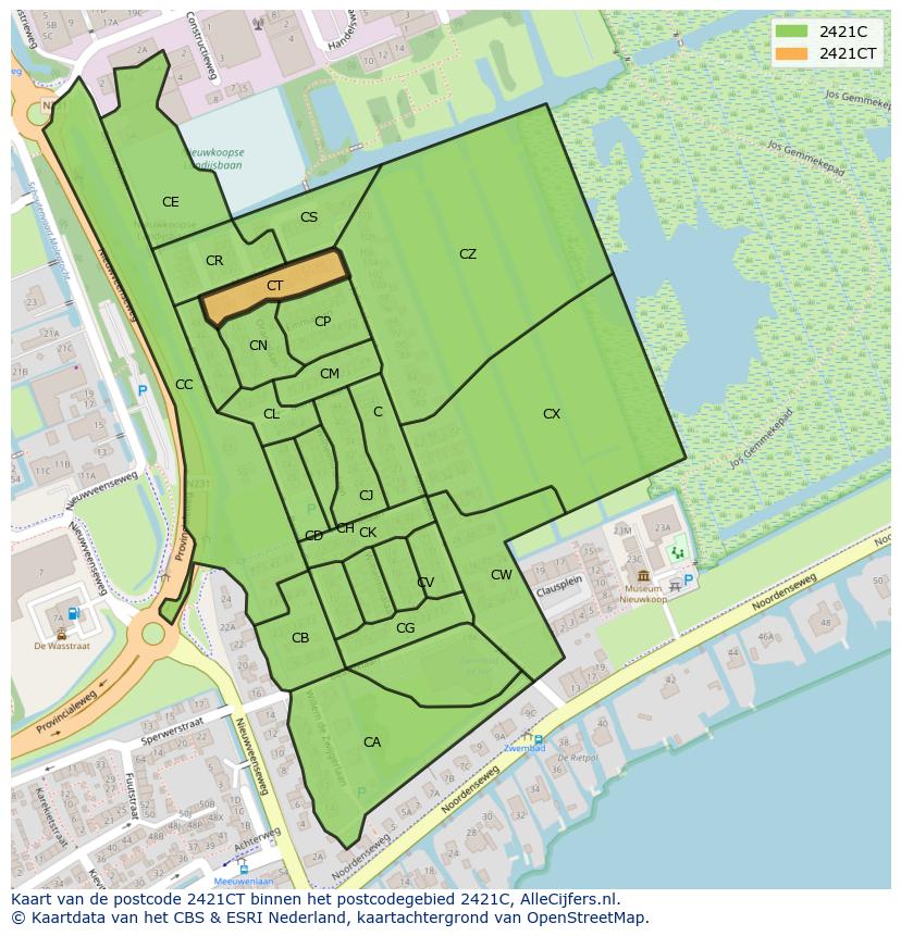 Afbeelding van het postcodegebied 2421 CT op de kaart.