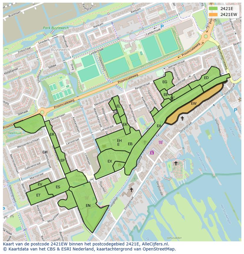 Afbeelding van het postcodegebied 2421 EW op de kaart.