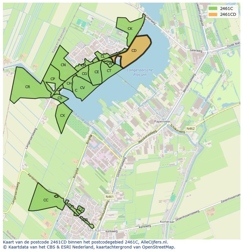 Afbeelding van het postcodegebied 2461 CD op de kaart.