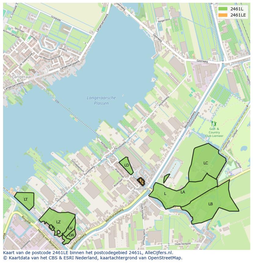 Afbeelding van het postcodegebied 2461 LE op de kaart.
