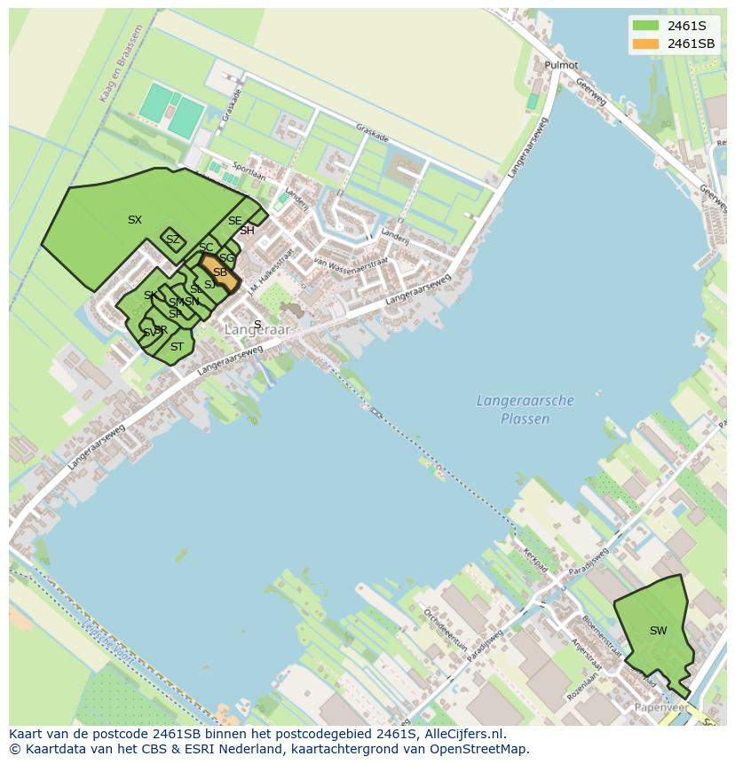 Afbeelding van het postcodegebied 2461 SB op de kaart.