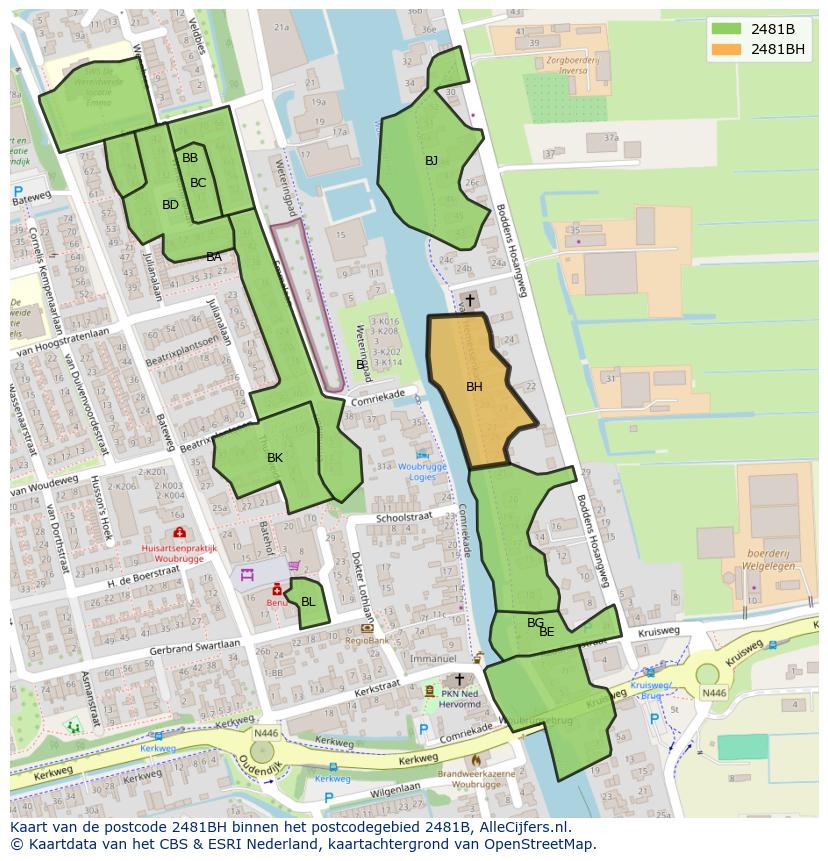 Afbeelding van het postcodegebied 2481 BH op de kaart.