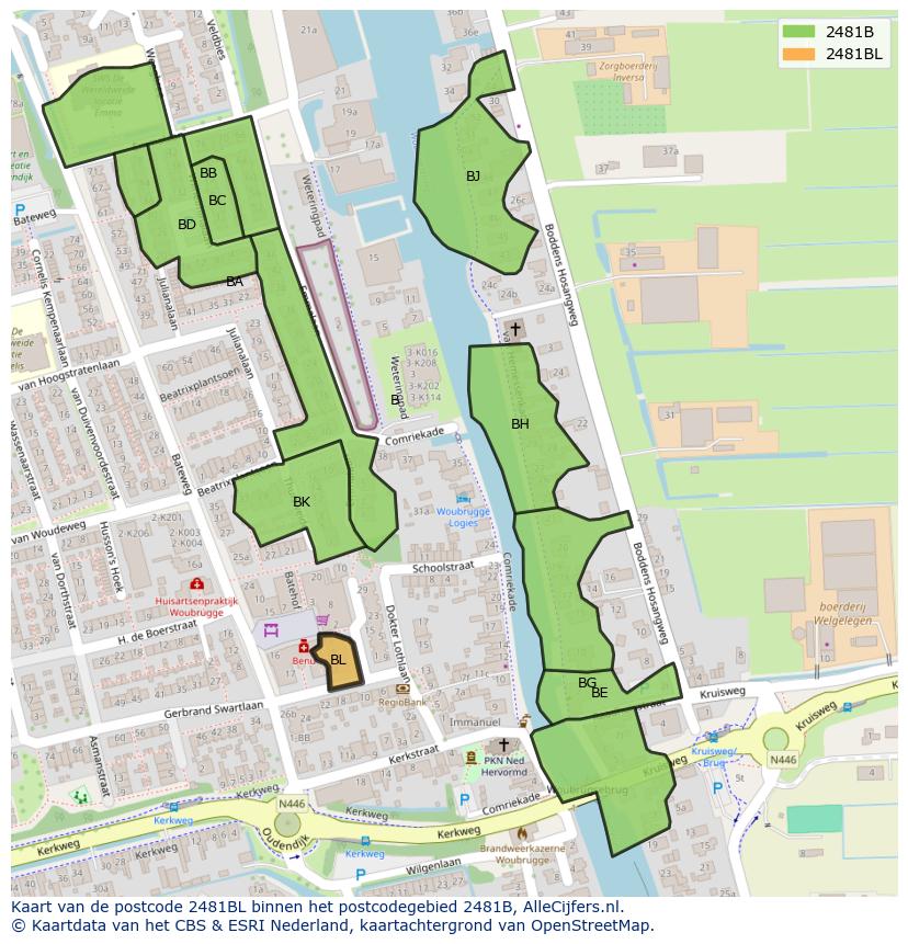 Afbeelding van het postcodegebied 2481 BL op de kaart.