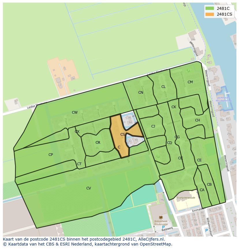 Afbeelding van het postcodegebied 2481 CS op de kaart.