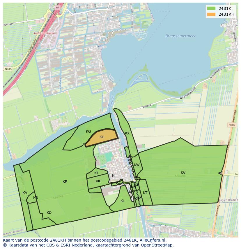 Afbeelding van het postcodegebied 2481 KH op de kaart.