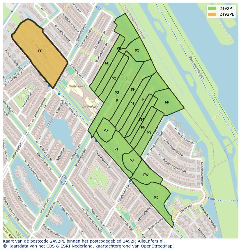 Afbeelding van het postcodegebied 2492 PE op de kaart.