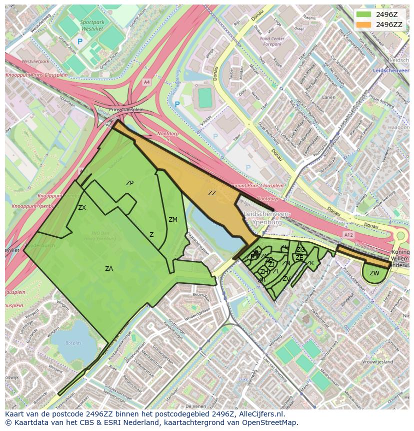 Afbeelding van het postcodegebied 2496 ZZ op de kaart.