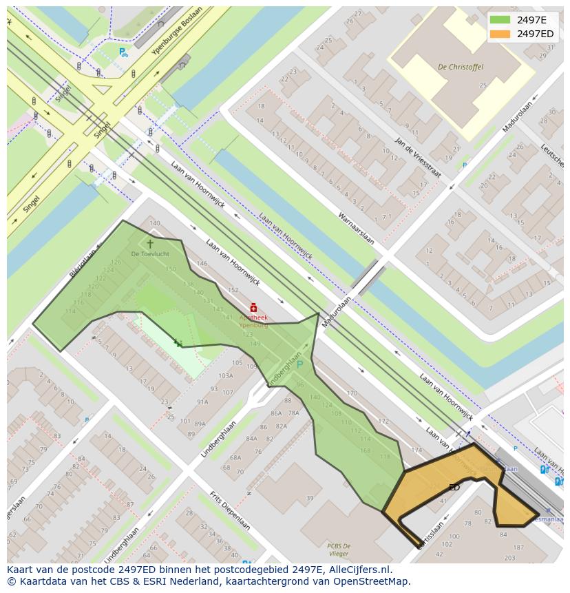 Afbeelding van het postcodegebied 2497 ED op de kaart.