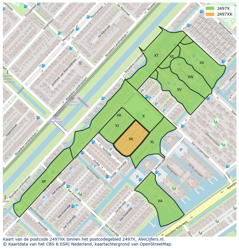Afbeelding van het postcodegebied 2497 XK op de kaart.