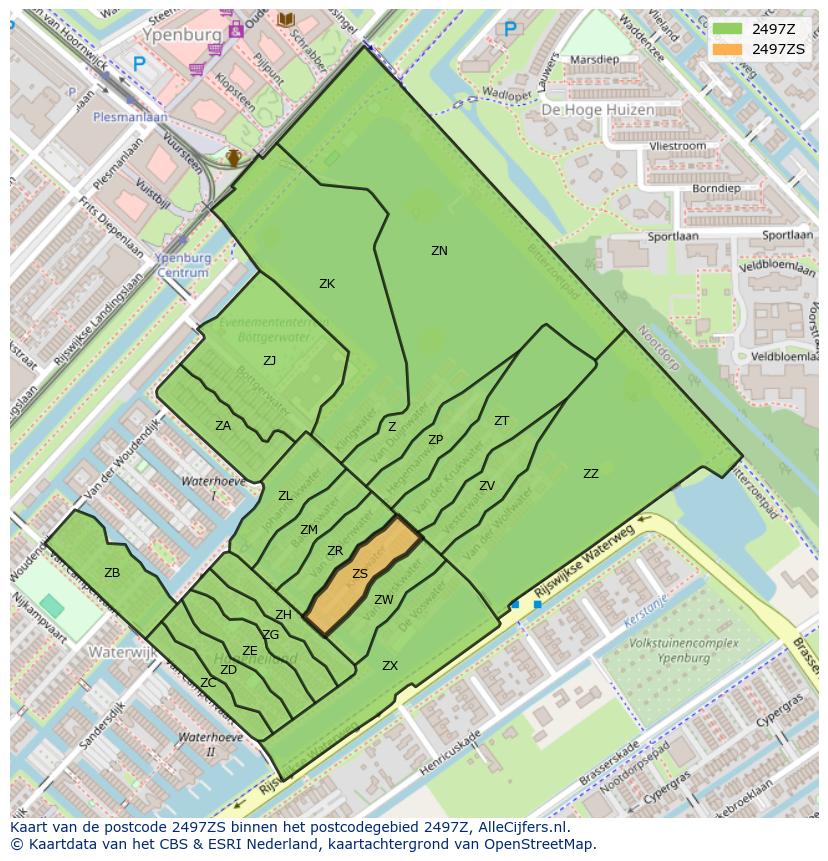 Afbeelding van het postcodegebied 2497 ZS op de kaart.