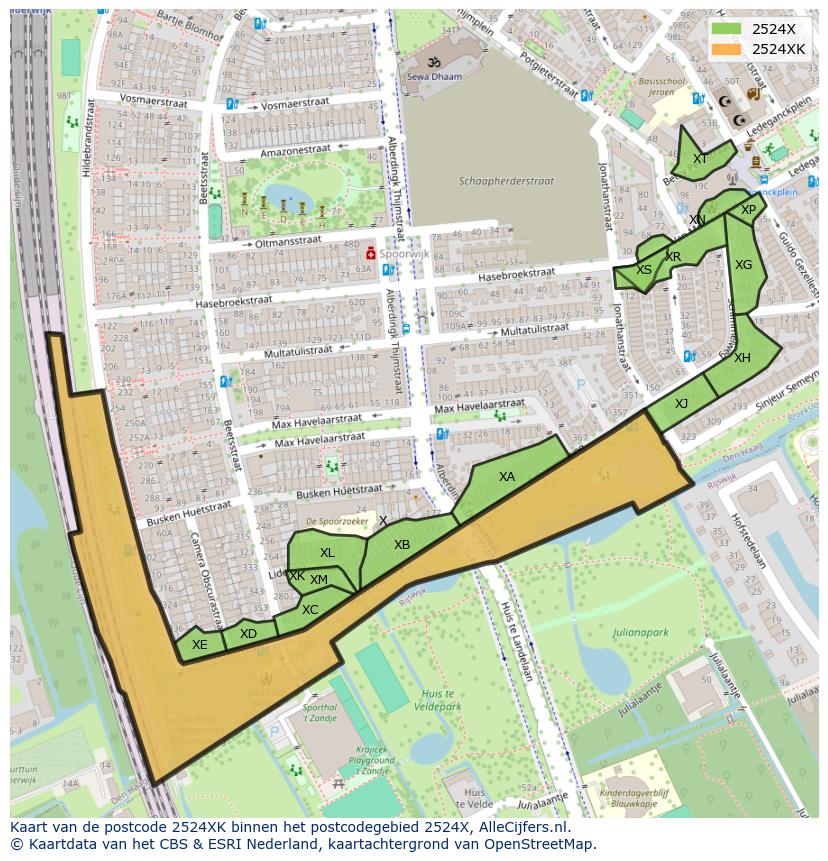 Afbeelding van het postcodegebied 2524 XK op de kaart.