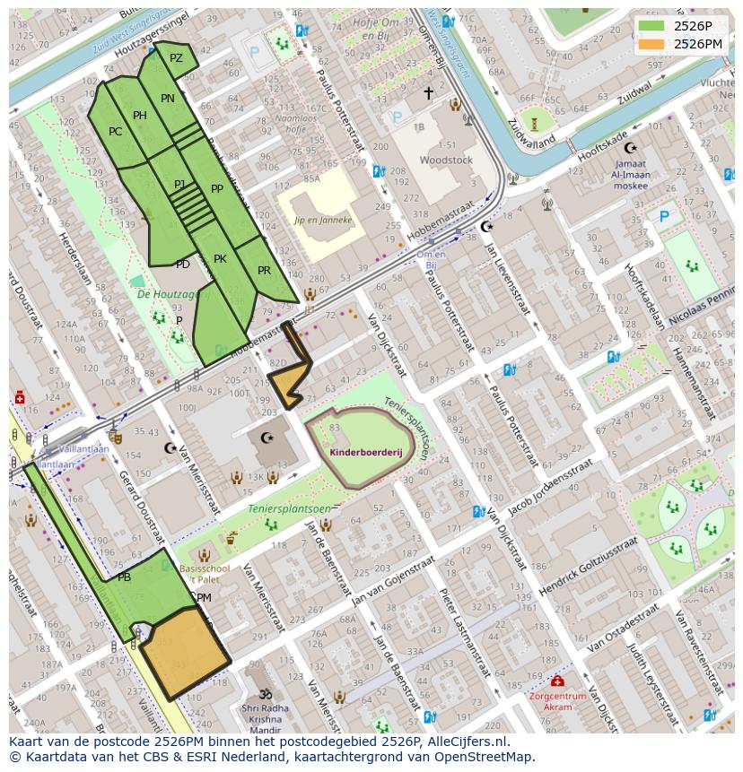 Afbeelding van het postcodegebied 2526 PM op de kaart.
