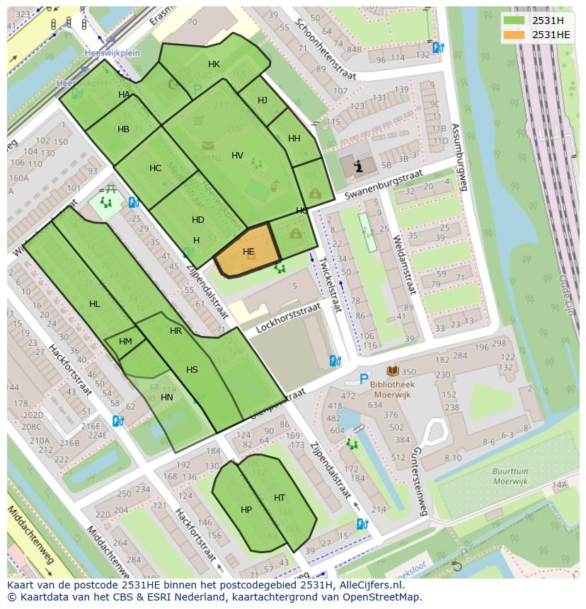 Afbeelding van het postcodegebied 2531 HE op de kaart.