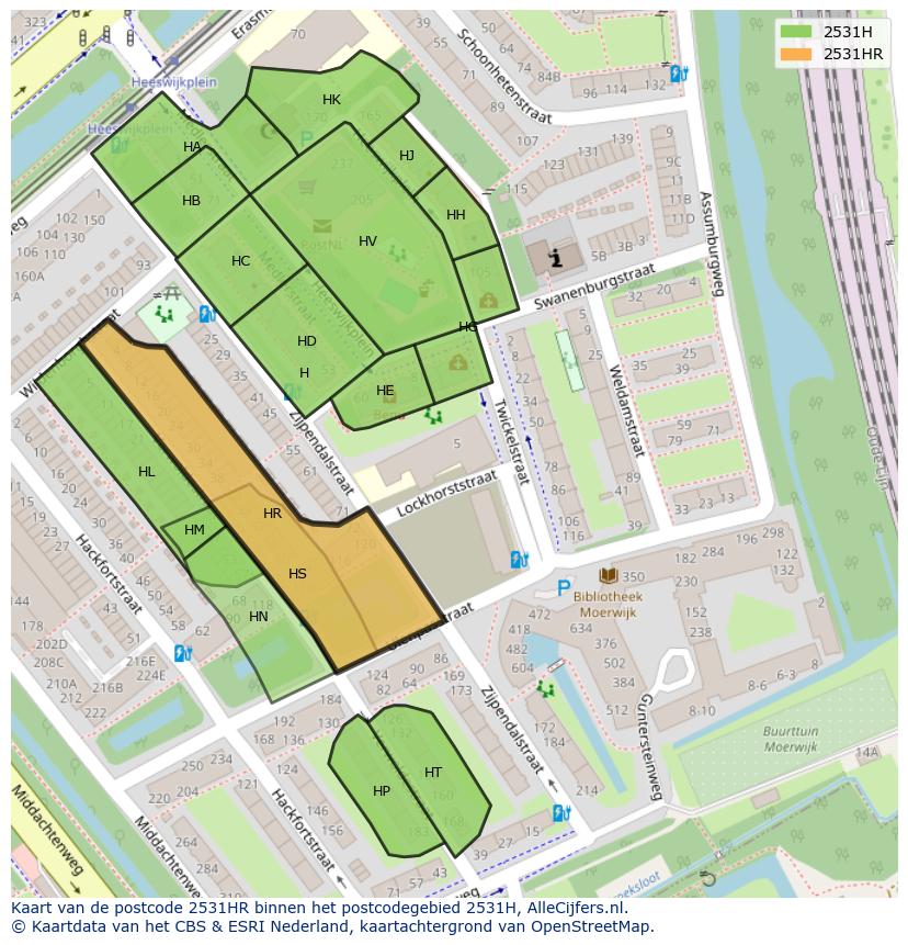 Afbeelding van het postcodegebied 2531 HR op de kaart.