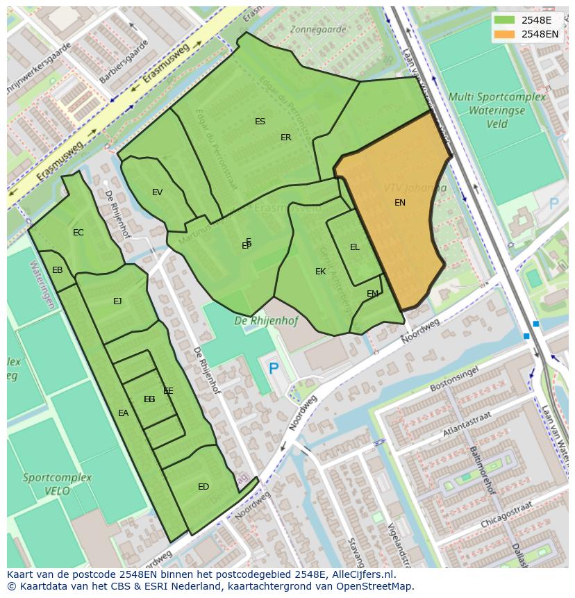 Afbeelding van het postcodegebied 2548 EN op de kaart.