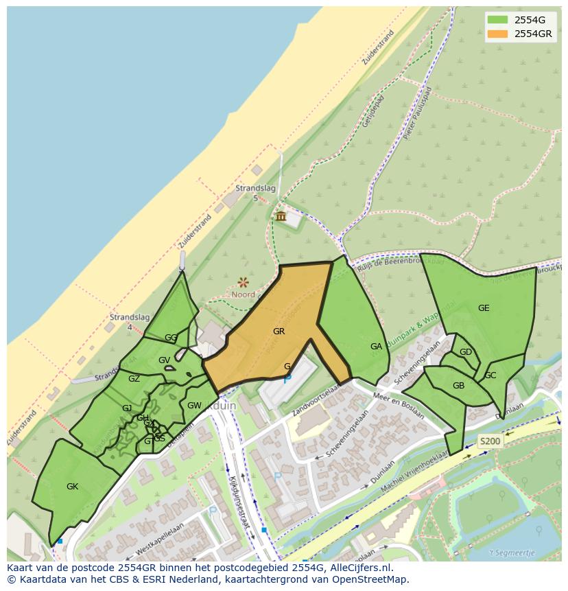 Afbeelding van het postcodegebied 2554 GR op de kaart.