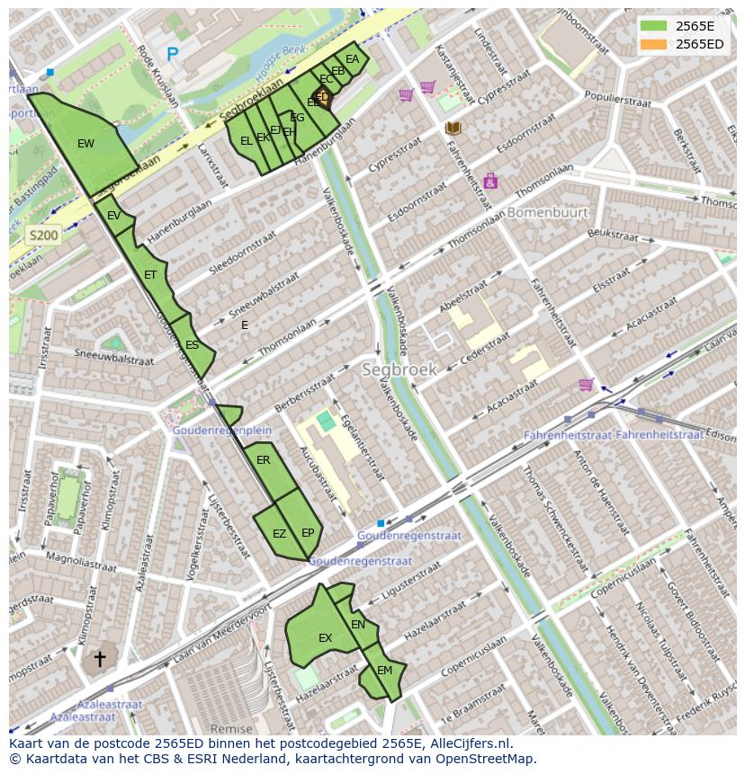 Afbeelding van het postcodegebied 2565 ED op de kaart.