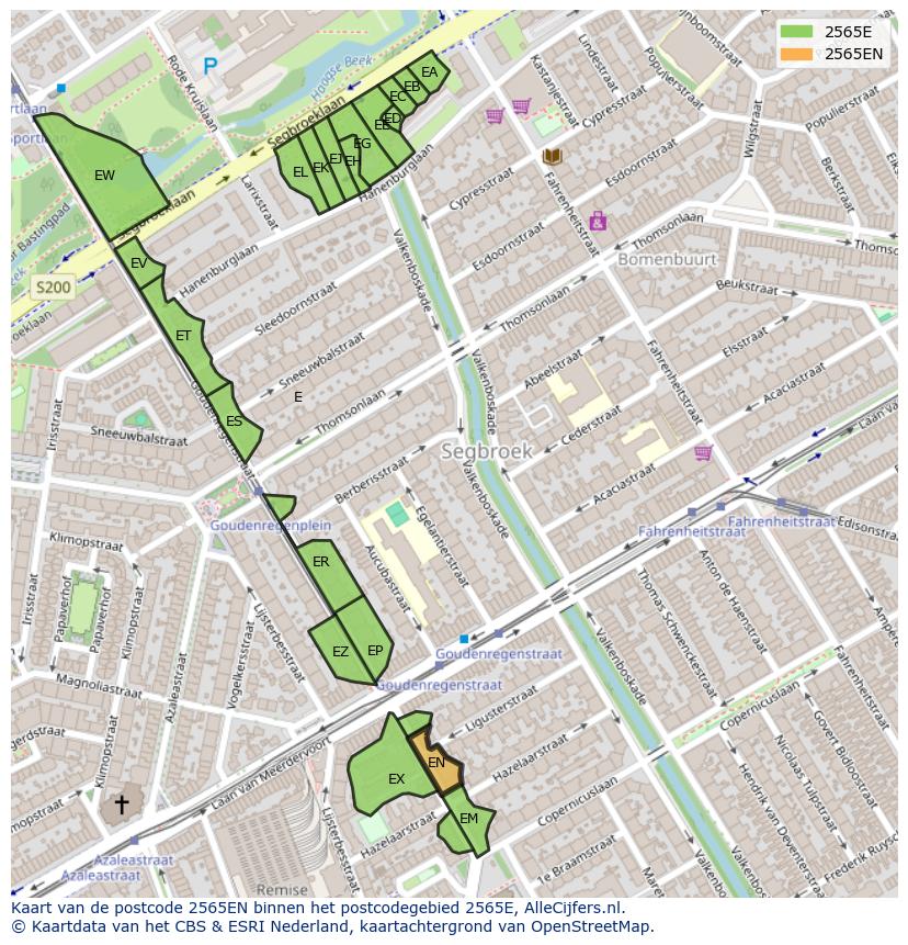Afbeelding van het postcodegebied 2565 EN op de kaart.