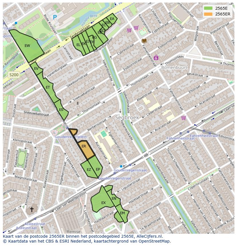 Afbeelding van het postcodegebied 2565 ER op de kaart.