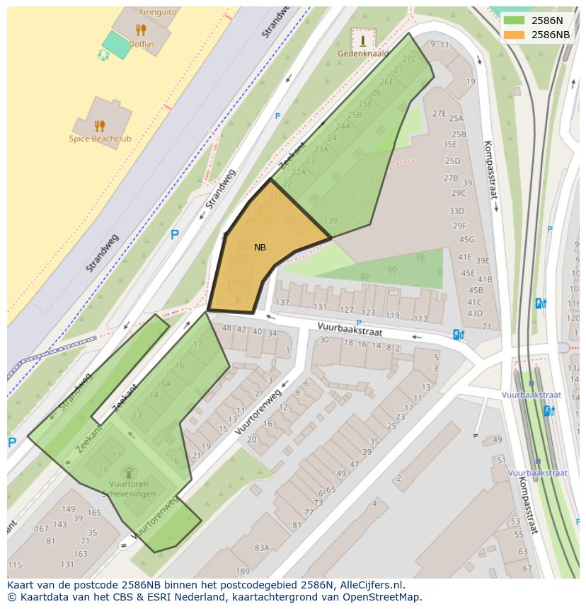 Afbeelding van het postcodegebied 2586 NB op de kaart.