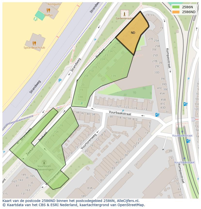 Afbeelding van het postcodegebied 2586 ND op de kaart.