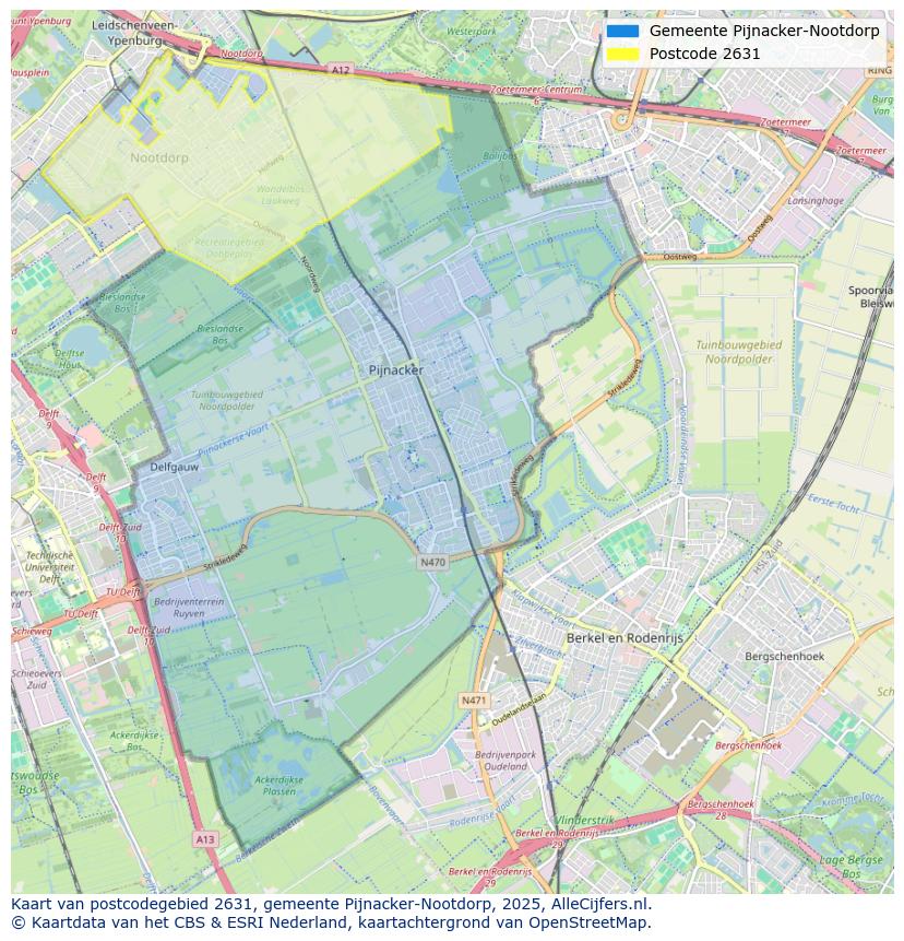Afbeelding van het postcodegebied 2631 op de kaart.