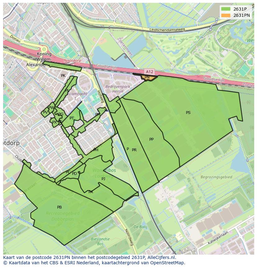 Afbeelding van het postcodegebied 2631 PN op de kaart.