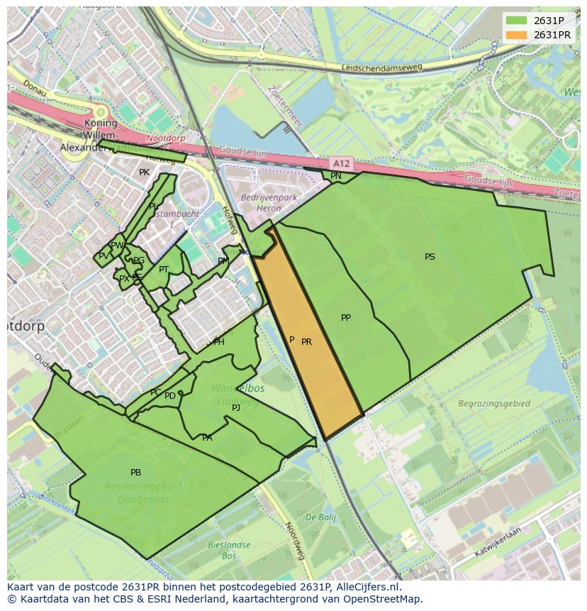 Afbeelding van het postcodegebied 2631 PR op de kaart.