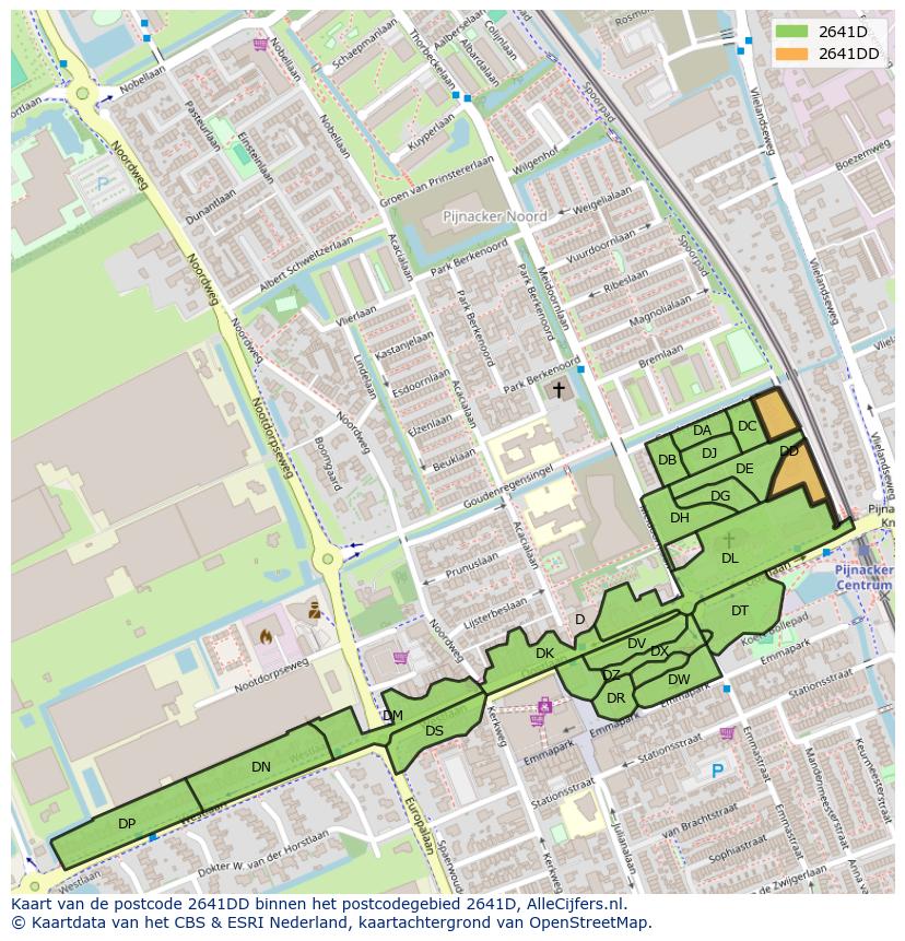 Afbeelding van het postcodegebied 2641 DD op de kaart.