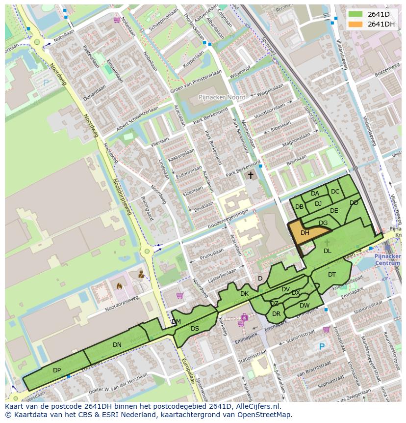 Afbeelding van het postcodegebied 2641 DH op de kaart.