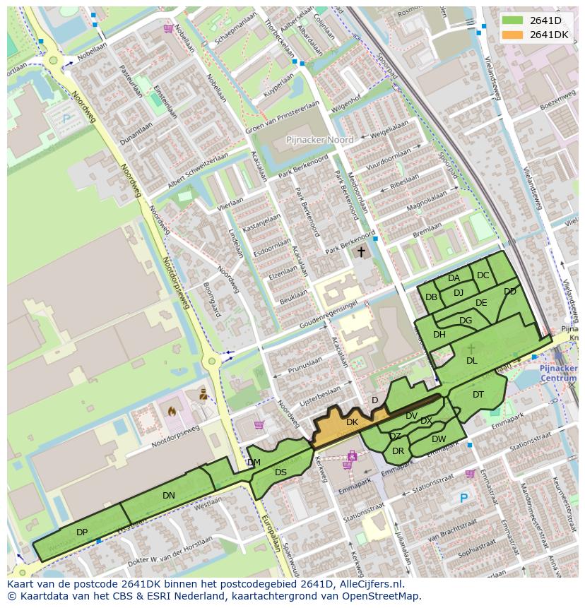 Afbeelding van het postcodegebied 2641 DK op de kaart.