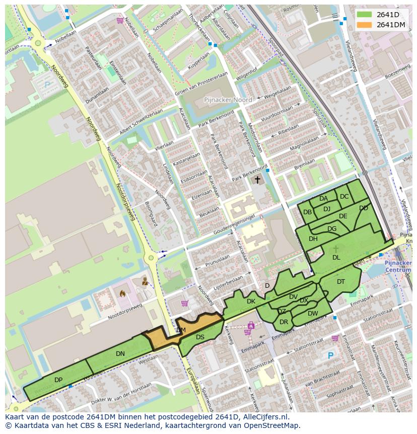 Afbeelding van het postcodegebied 2641 DM op de kaart.