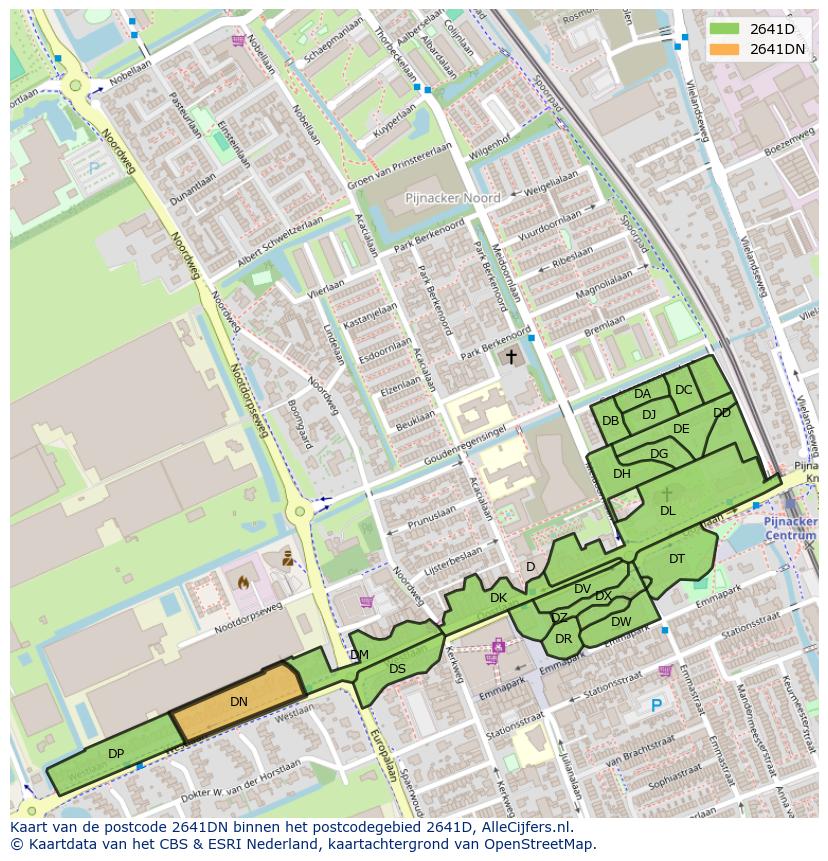 Afbeelding van het postcodegebied 2641 DN op de kaart.