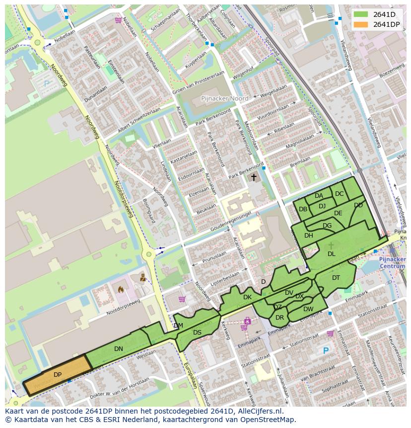 Afbeelding van het postcodegebied 2641 DP op de kaart.