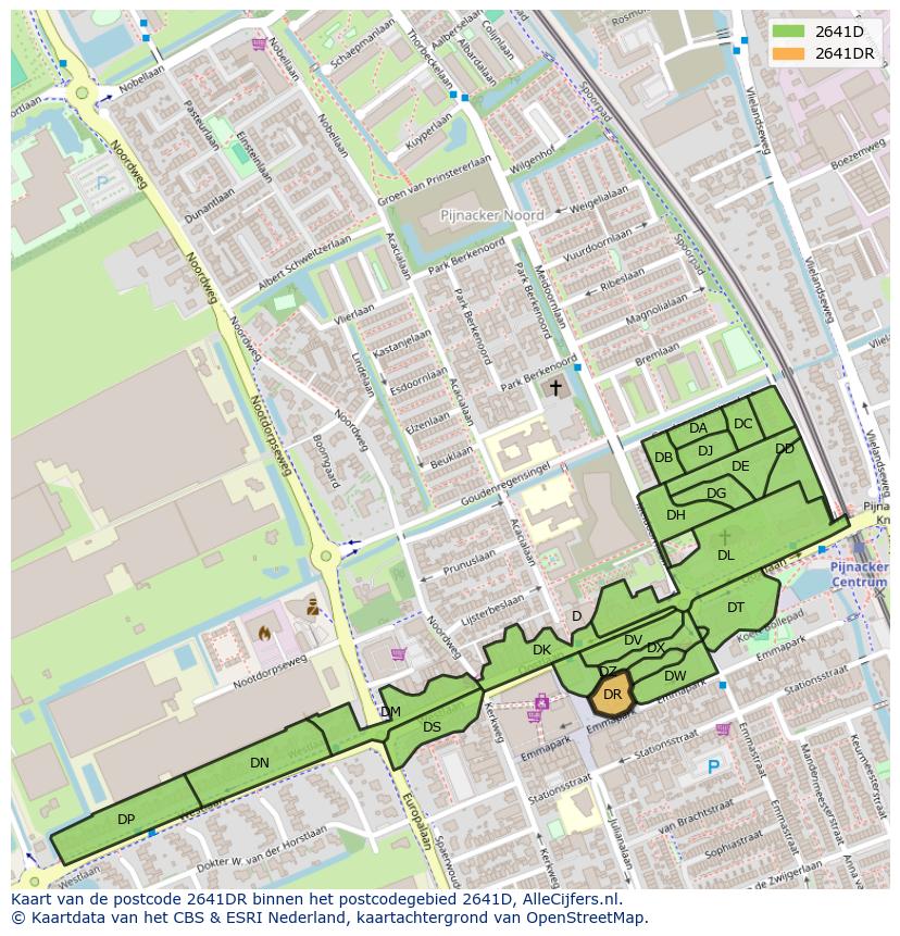 Afbeelding van het postcodegebied 2641 DR op de kaart.