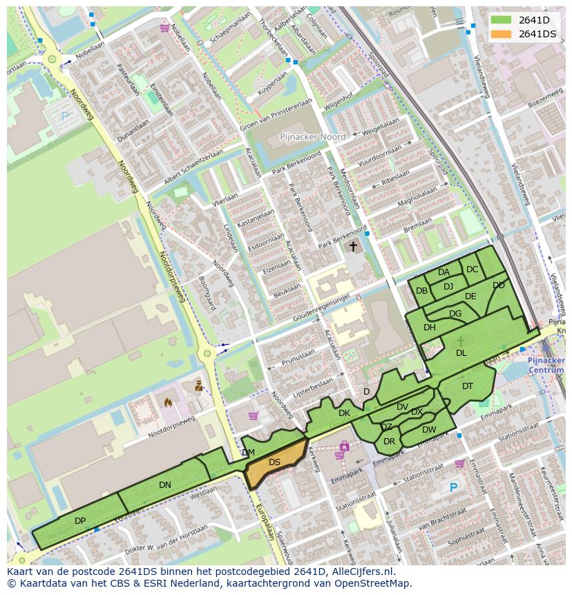 Afbeelding van het postcodegebied 2641 DS op de kaart.