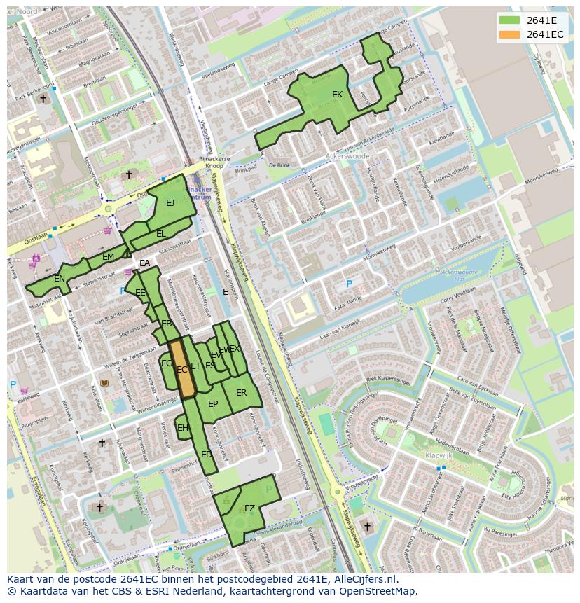 Afbeelding van het postcodegebied 2641 EC op de kaart.