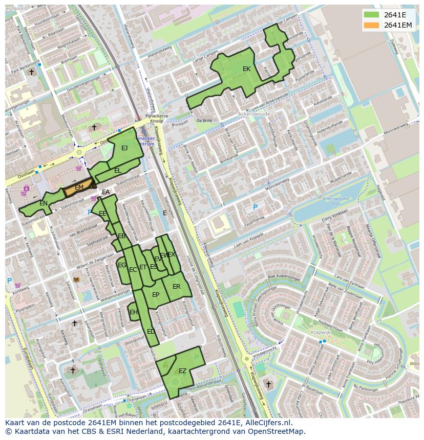 Afbeelding van het postcodegebied 2641 EM op de kaart.