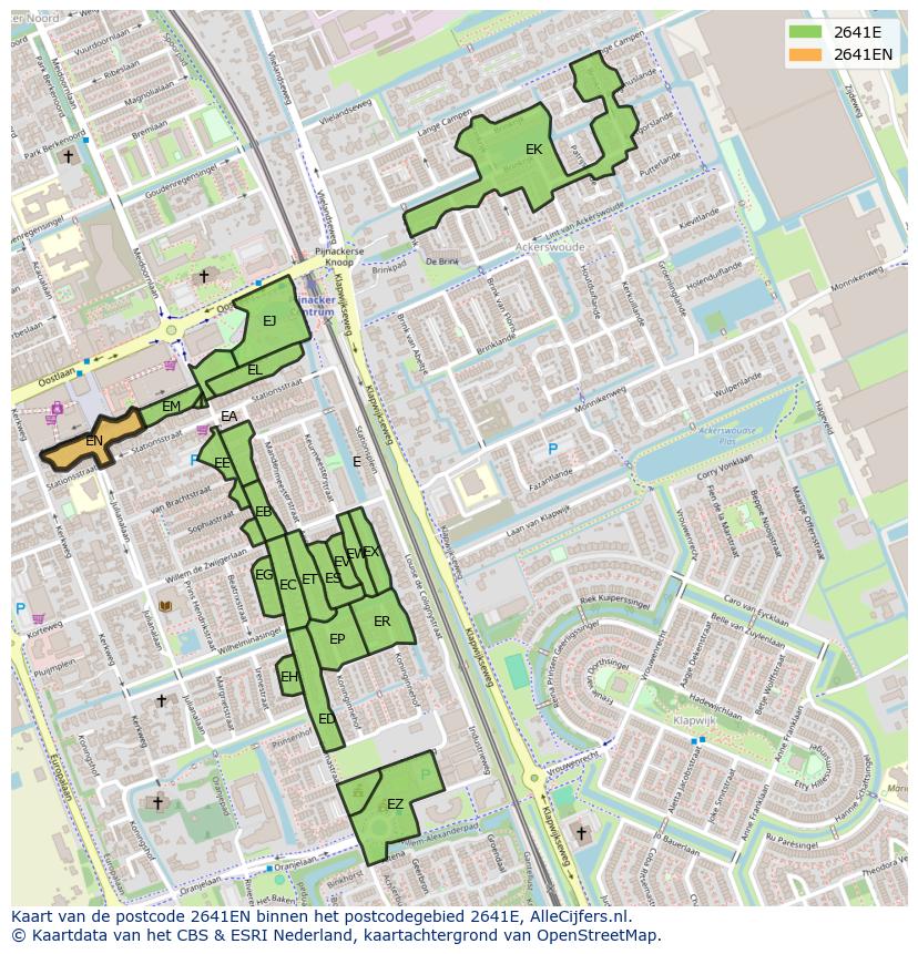 Afbeelding van het postcodegebied 2641 EN op de kaart.