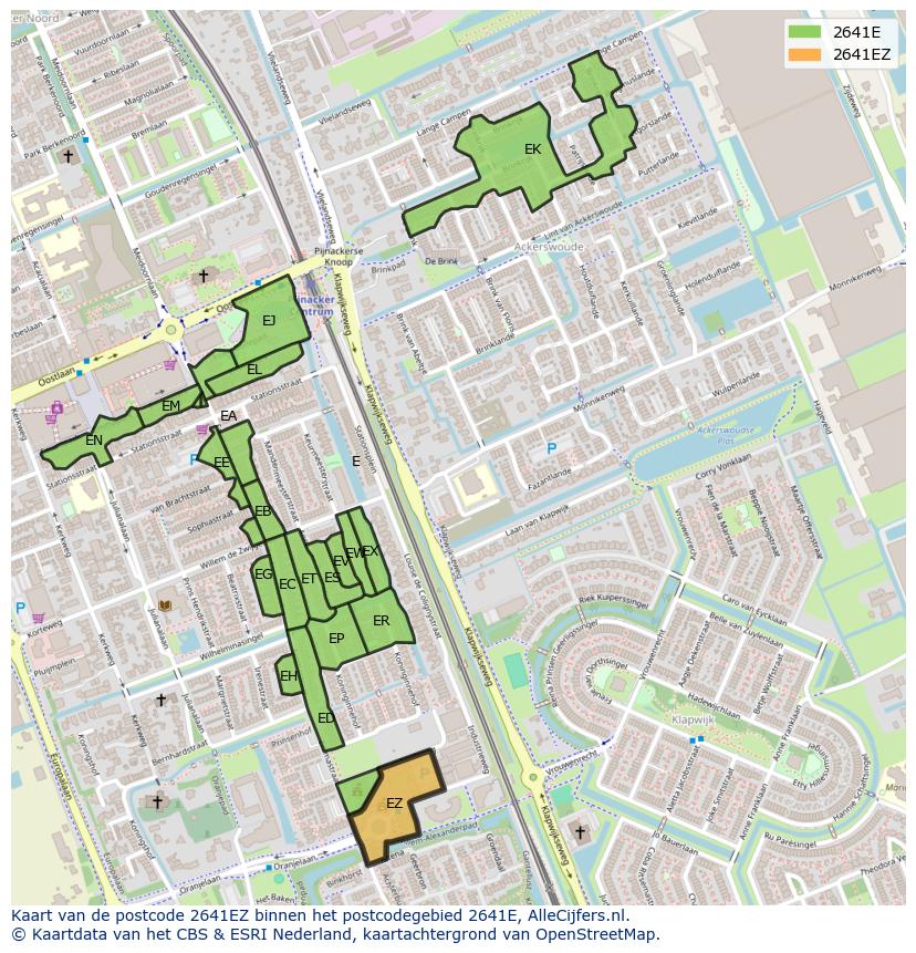 Afbeelding van het postcodegebied 2641 EZ op de kaart.