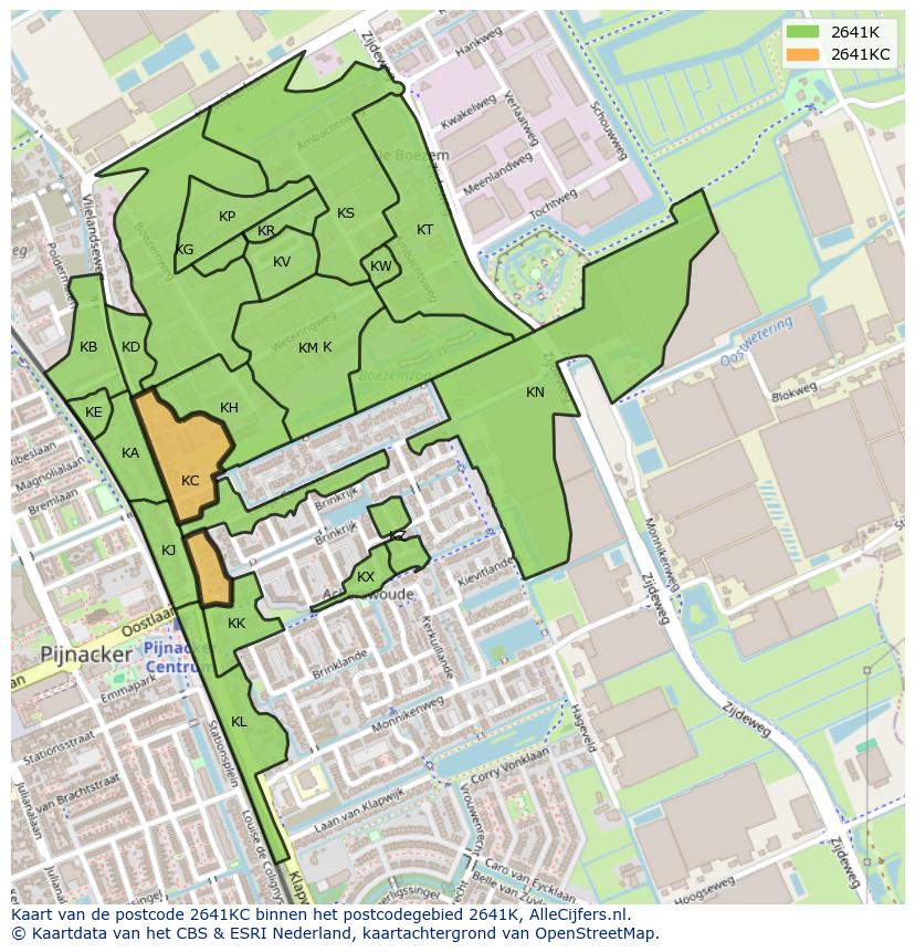 Afbeelding van het postcodegebied 2641 KC op de kaart.