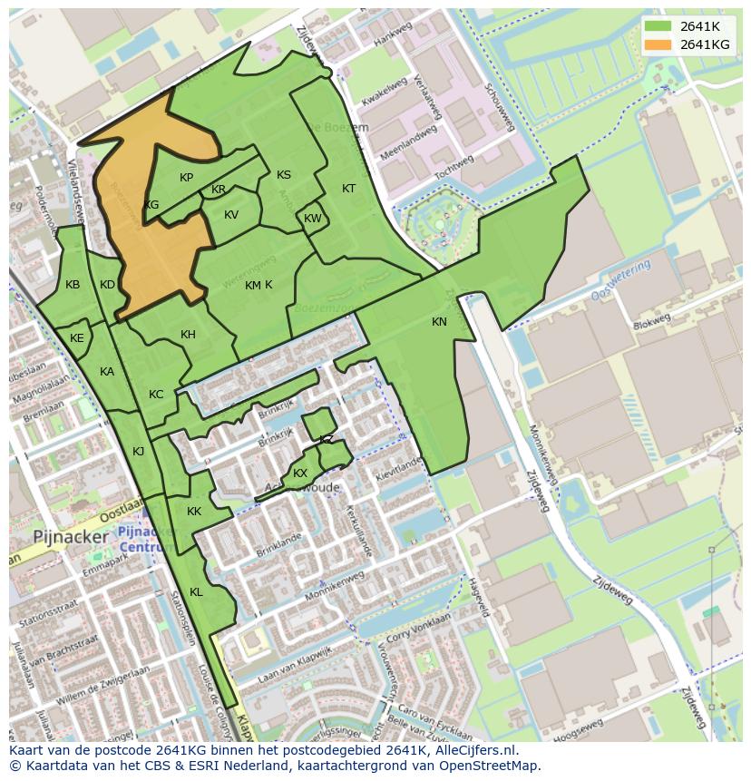 Afbeelding van het postcodegebied 2641 KG op de kaart.