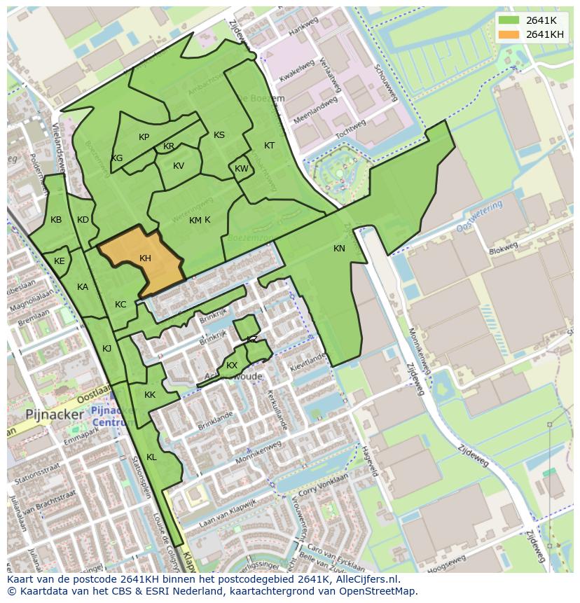Afbeelding van het postcodegebied 2641 KH op de kaart.