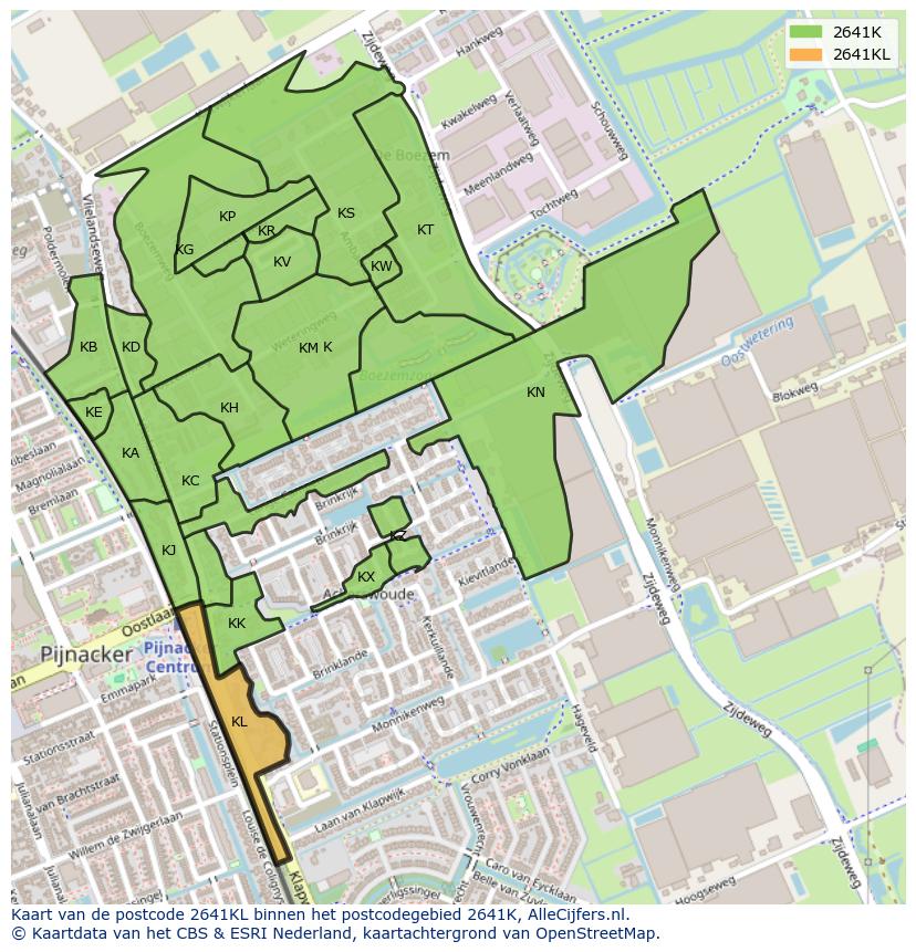 Afbeelding van het postcodegebied 2641 KL op de kaart.