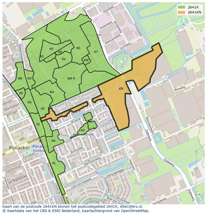 Afbeelding van het postcodegebied 2641 KN op de kaart.
